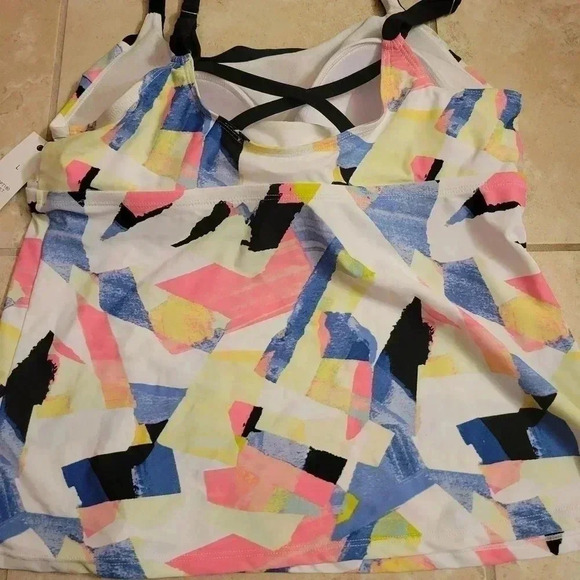 Zelos Tankini Abstract Bathing Suit Top Size Large - Picture 4 of 5